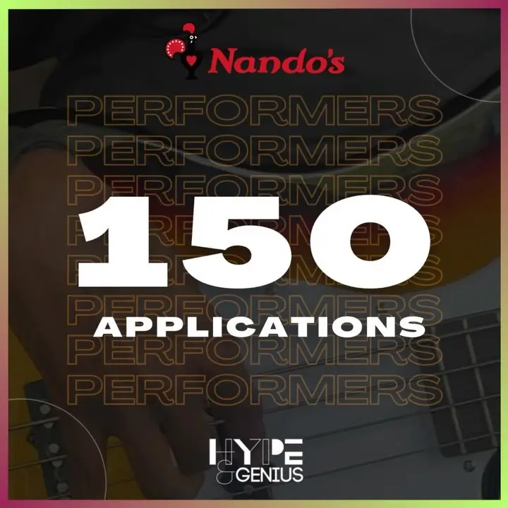 Over 150+ applications from performers and creatives in the UK for Hype & Genius x Nandos Music Showcase
